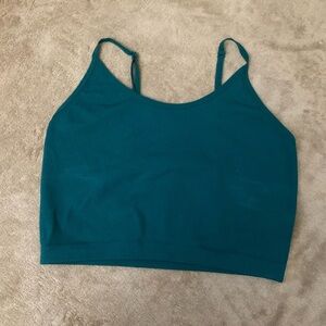 Teal Ribbed Crop Top